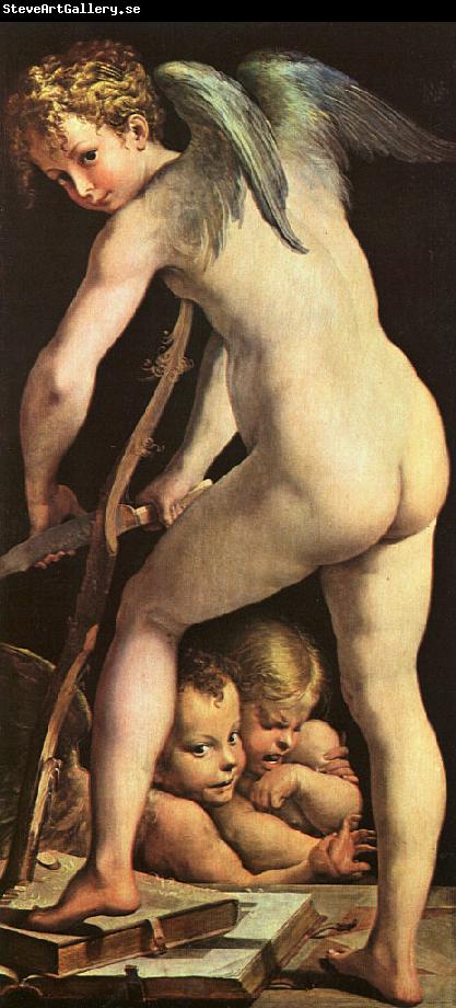 Girolamo Parmigianino Cupid Carving his Bow